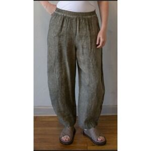 Vintage Chico's Design 100% Linen Pants Lagenlook Relaxed Size 1